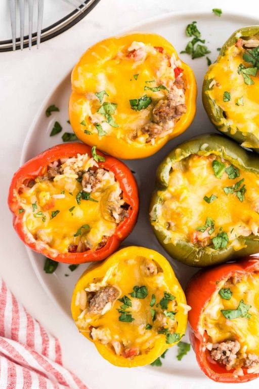 Rotel Ground Beef Stuffed Peppers