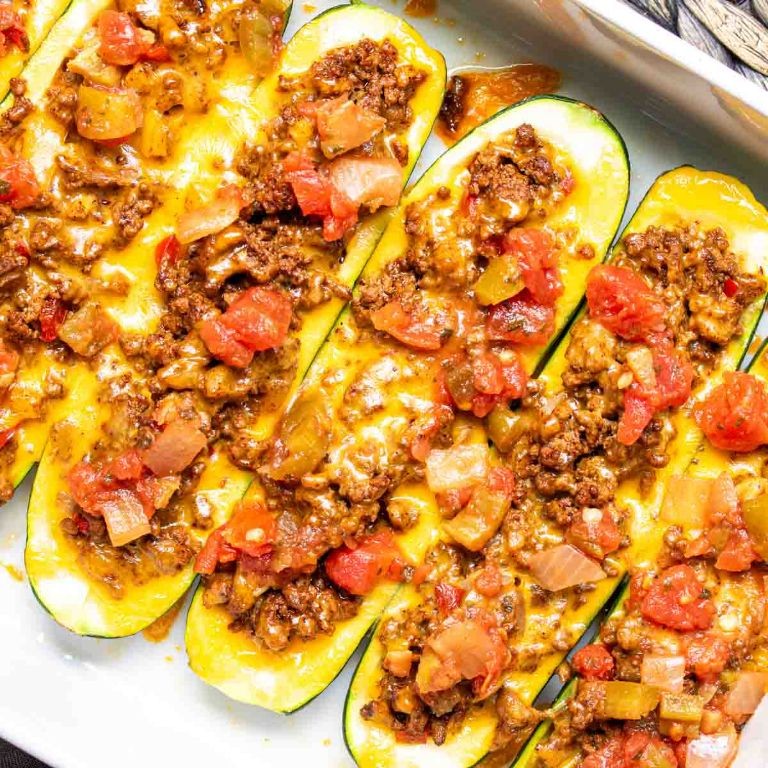 Rotel Ground Beef Stuffed Zucchini