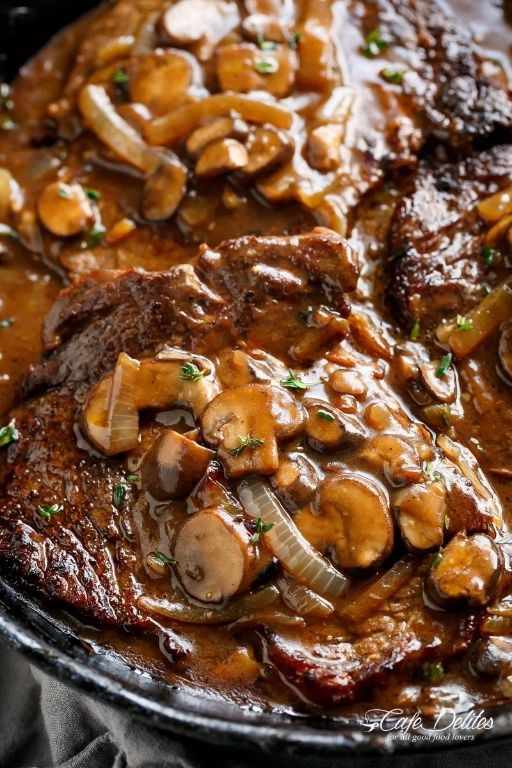 Round Steak with Mushroom and Onion Gravy