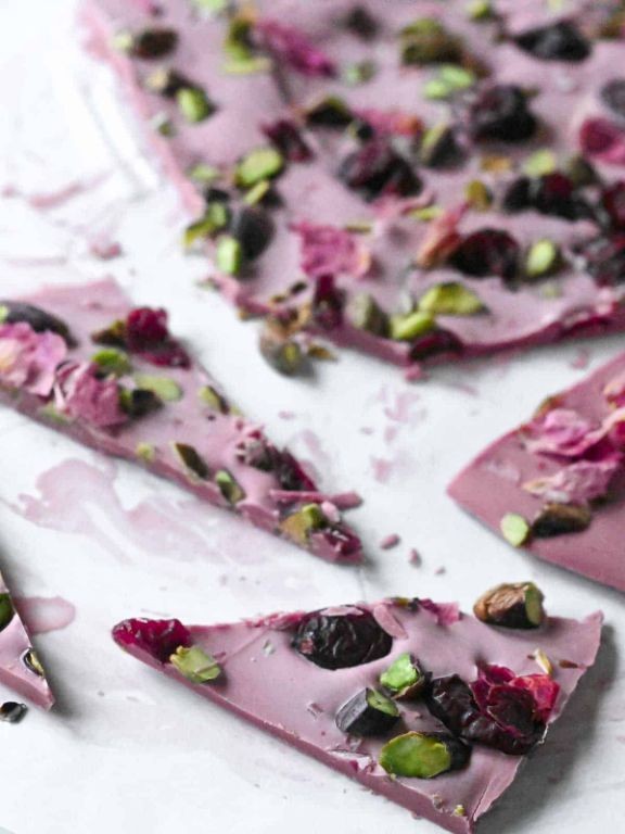Ruby Chocolate Bark with Dried Cranberries