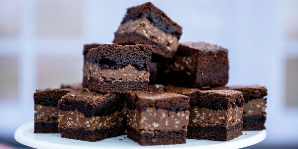 Ruby Chocolate Brownies with Hazelnut Crunch