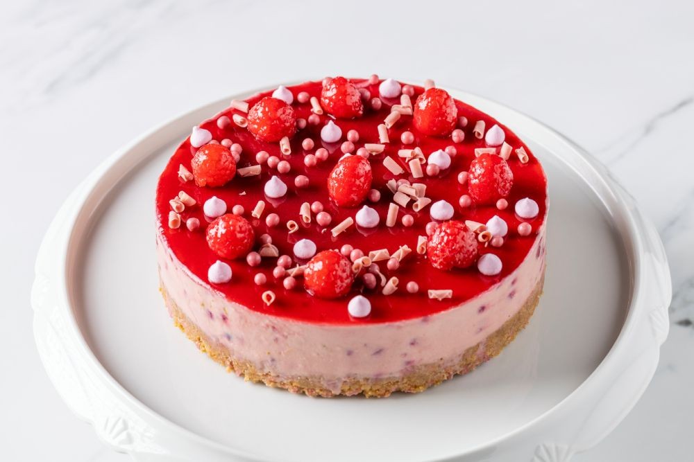 Ruby Chocolate Cheesecake with Raspberry Glaze