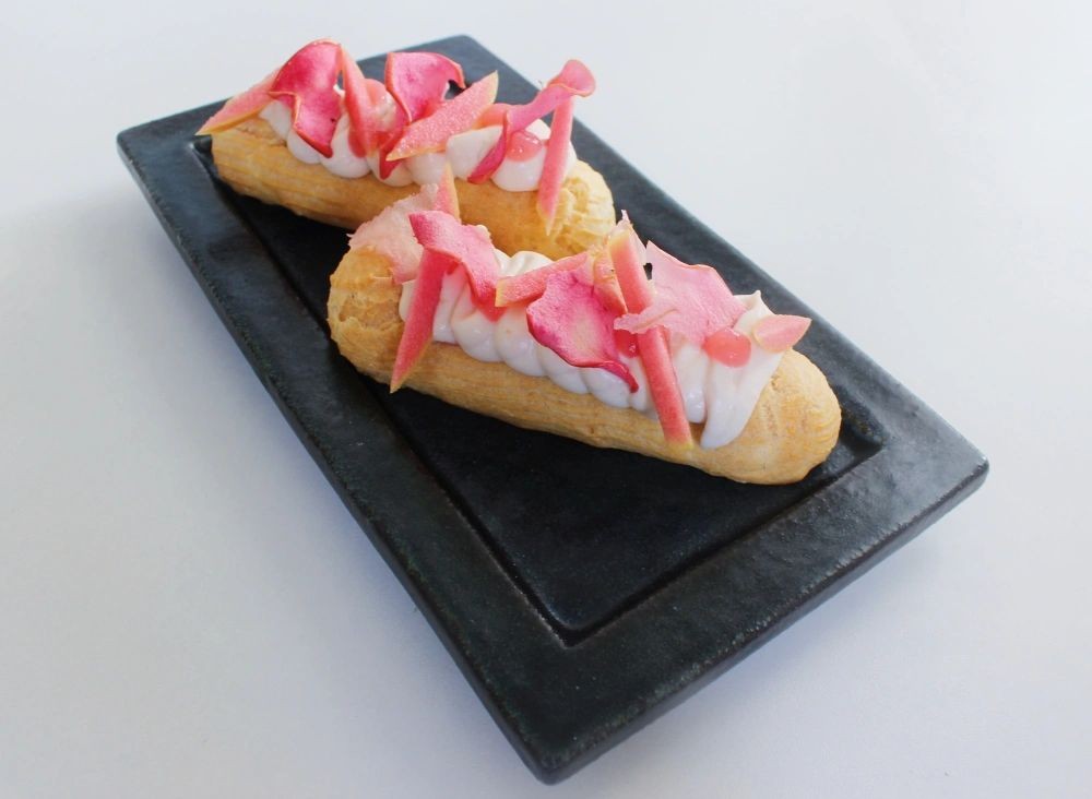Ruby Chocolate Eclairs with Whipped Cream Filling