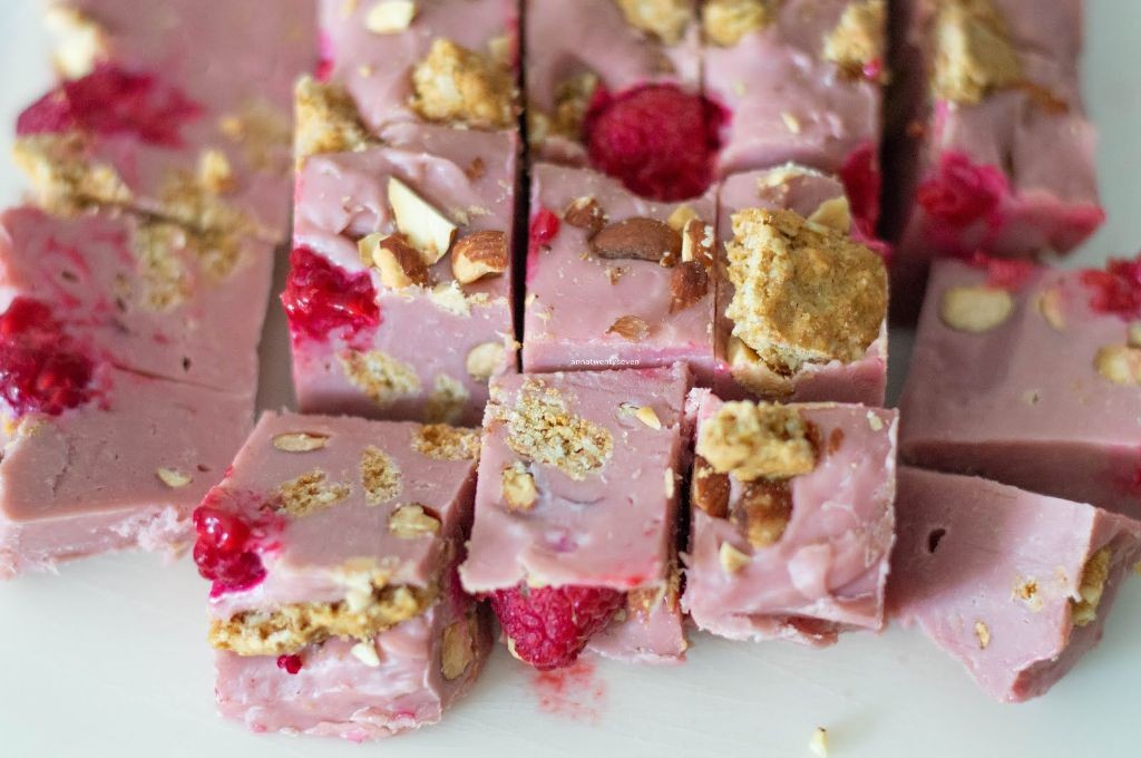Ruby Chocolate Fudge with Almonds