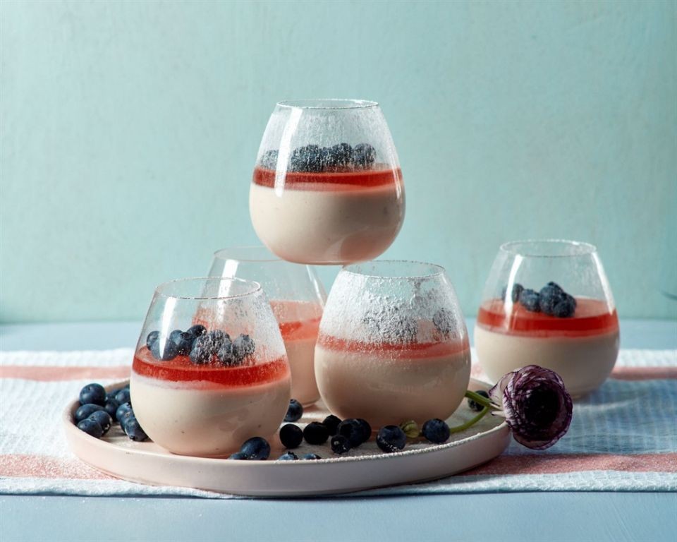 Ruby Chocolate Panna Cotta with Strawberry Coulis