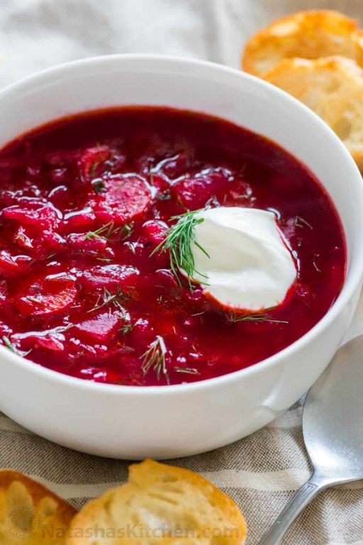 Russian Borscht with Sour Cream