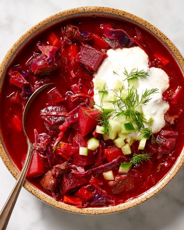 Russian Lenten Borscht with Beets and Cabbage