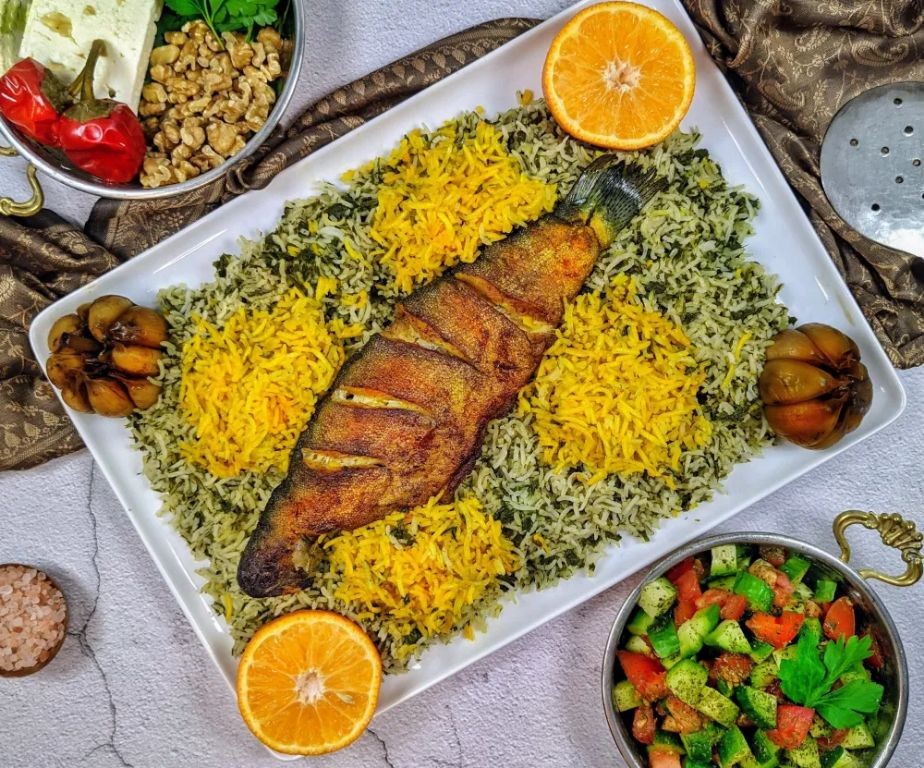 Sabzi Polo (Herb Rice with Fish)