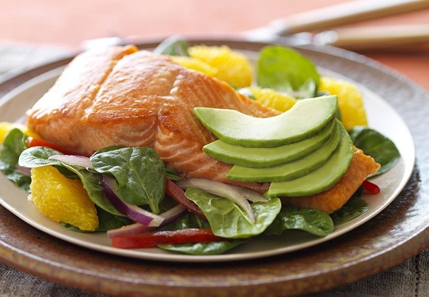 Salmon Spinach and Avocado Salad