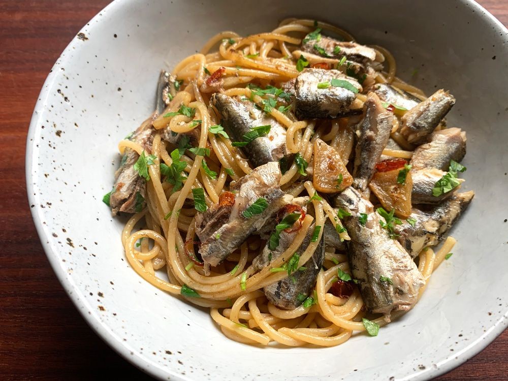 Sardine and Olive Oil Spaghetti Aglio e Olio