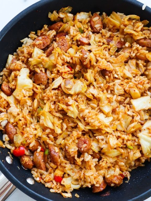 Savory Cabbage and Sausage Rice Skillet