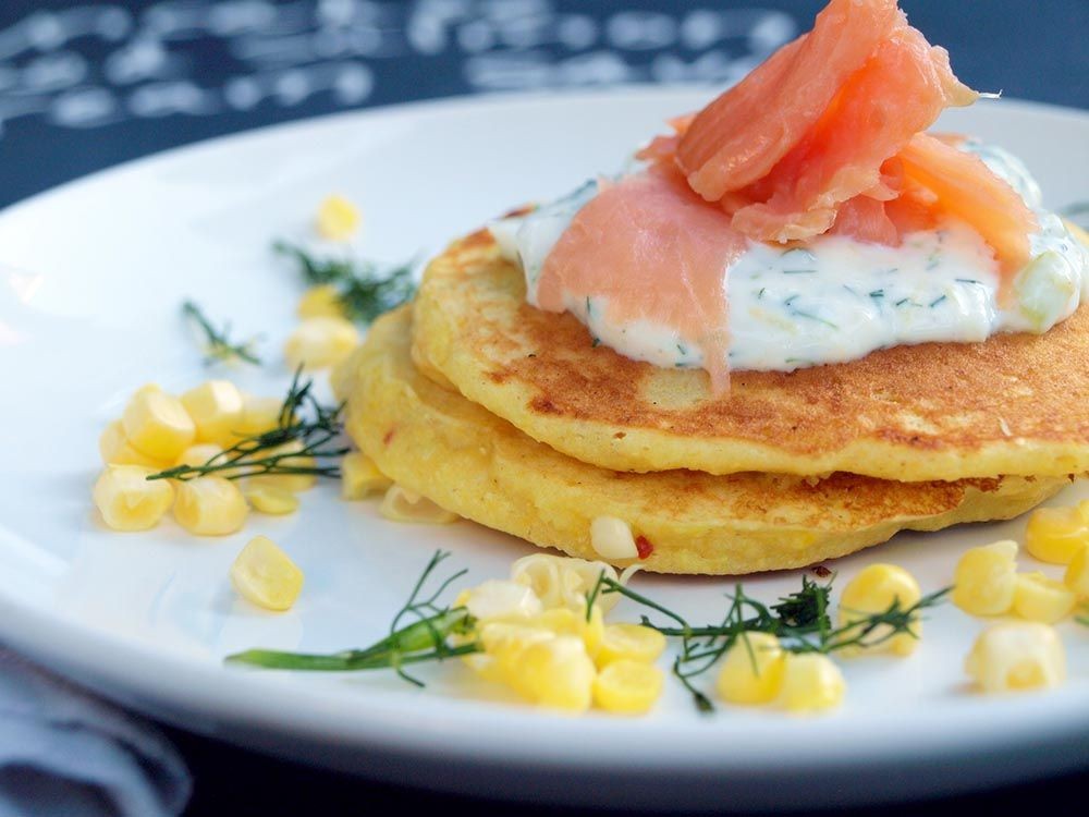 Savory Hoe Cakes with Smoked Salmon and Dill