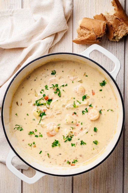 Seafood Chowder with Mirepoix and Cream