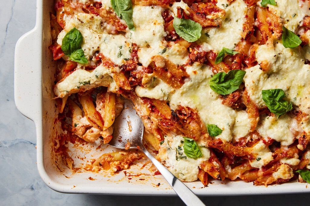 Seafood Medley Baked Mostaccioli
