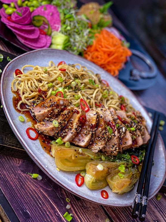 Sesame Tuna Steak with Sweet Chili Glaze