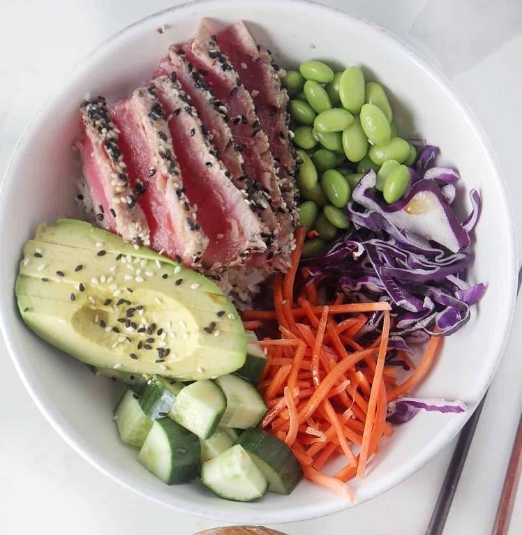 Sesame-Crusted Tuna Poke Bowl