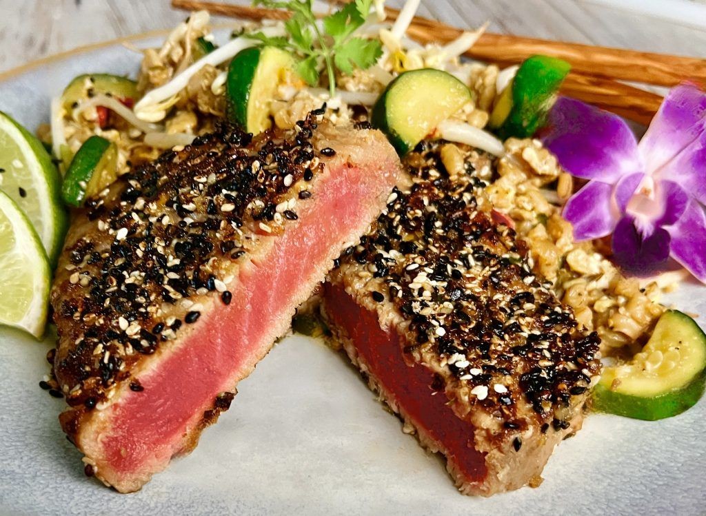 Sesame-Crusted Tuna Steak with Ginger Soy Glaze