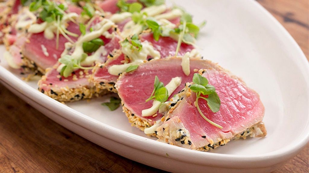 Sesame-Crusted Tuna Steak with Sesame Slaw