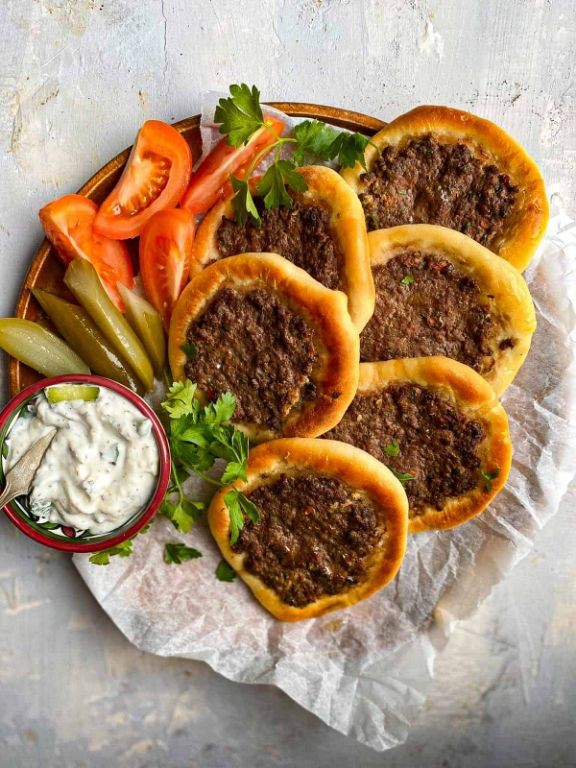 Sfeeha with Spiced Meat Topping