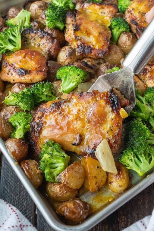 Sheet Pan Chicken and Broccoli with Honey Mustard