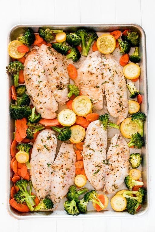 Sheet Pan Garlic Parmesan Tilapia with Zucchini