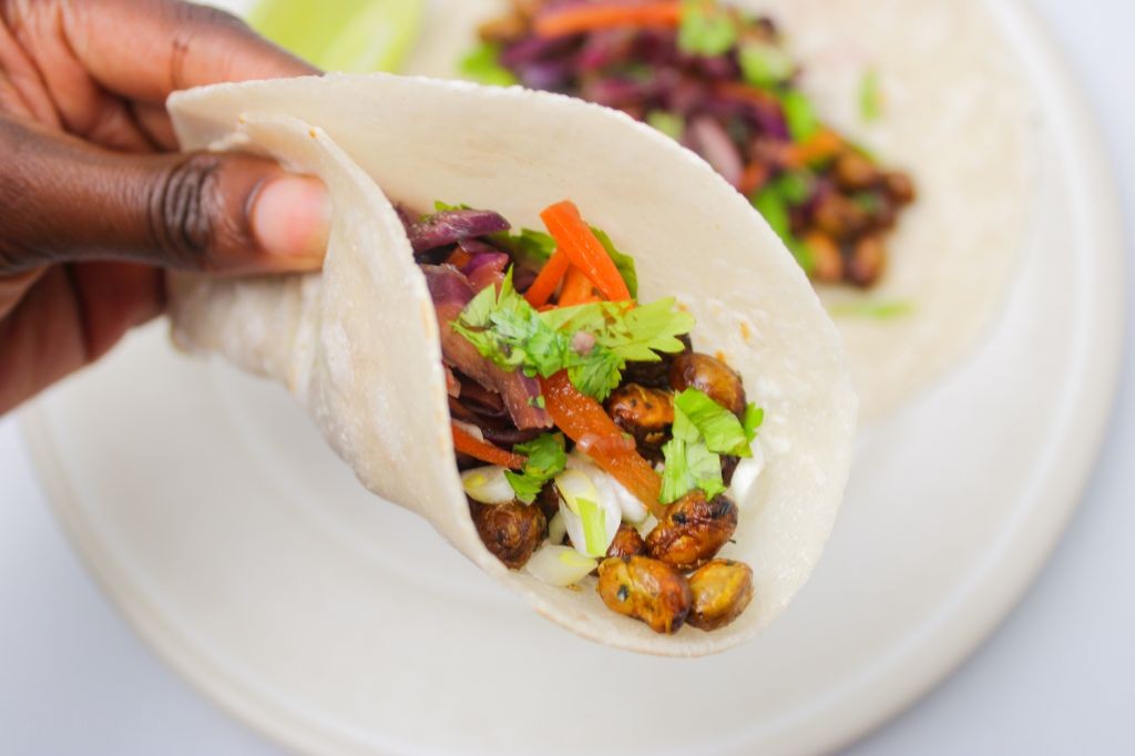Shelled Edamame and Black Bean Tacos