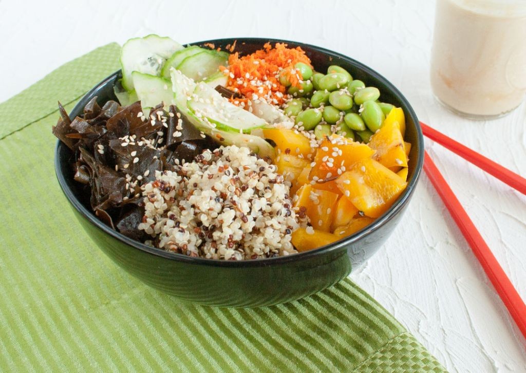 Shelled Edamame and Quinoa Buddha Bowl