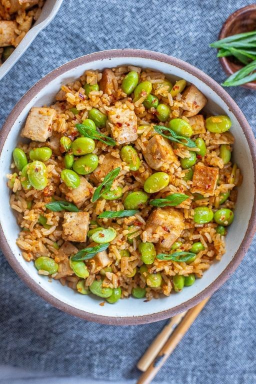 Shelled Edamame and Tofu Scramble
