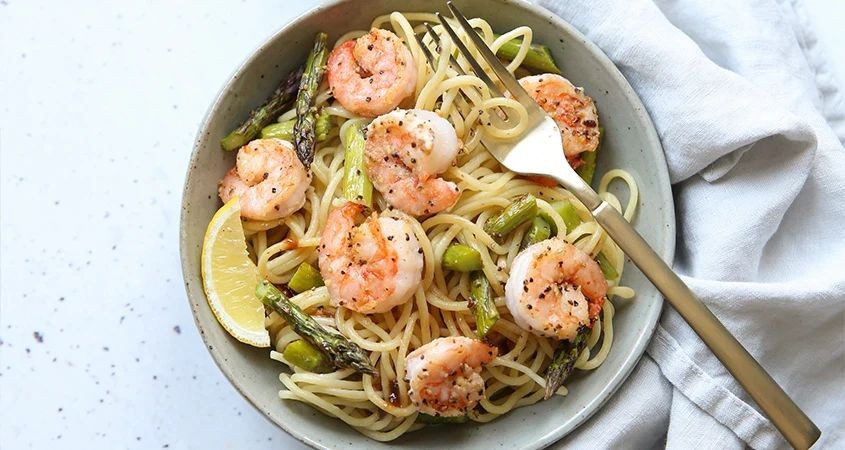 Shrimp and Asparagus Pasta with Lemon Butter
