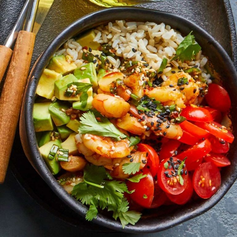 Shrimp and Avocado Breakfast Rice