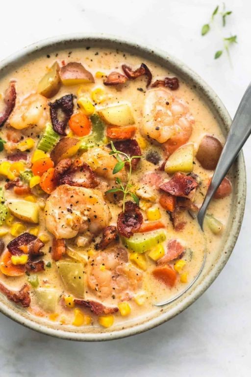 Shrimp and Corn Chowder with Bacon