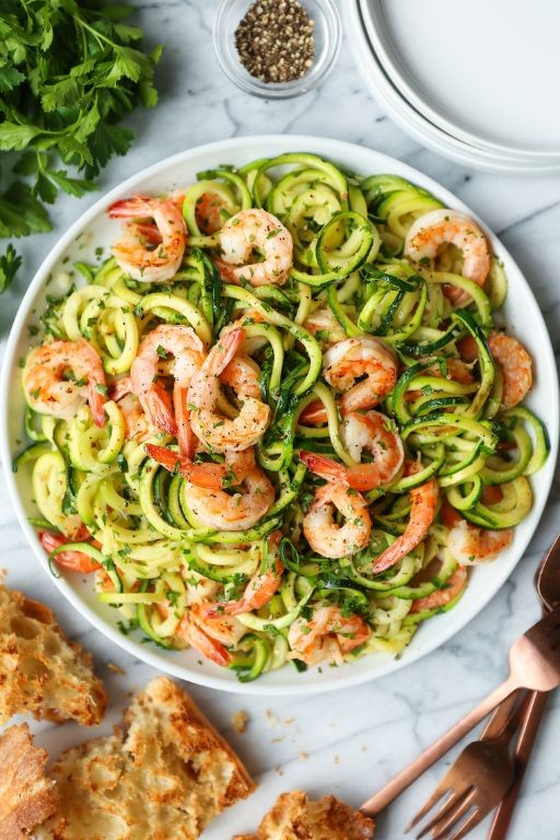 Shrimp and Zucchini Noodle Casserole