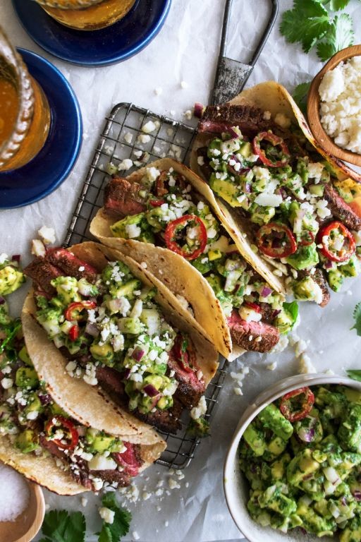 Sirloin Steak Tacos with Avocado Salsa