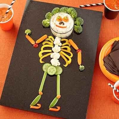 Skeleton Veggie Tray with Ranch Dip