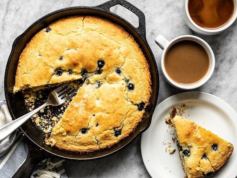 Skillet Cornbread with Blueberries and Lemon Zest