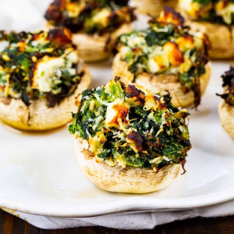 Skinny Girl Spinach and Feta Stuffed Mushrooms