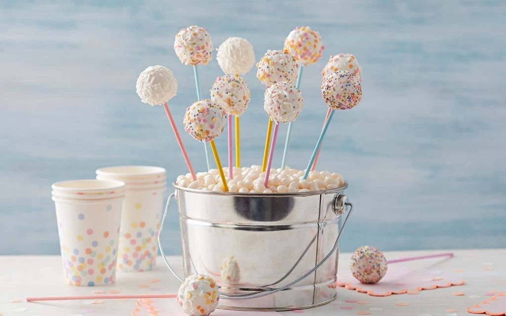 Skittle Cake Pops Dipped in Candy Melts