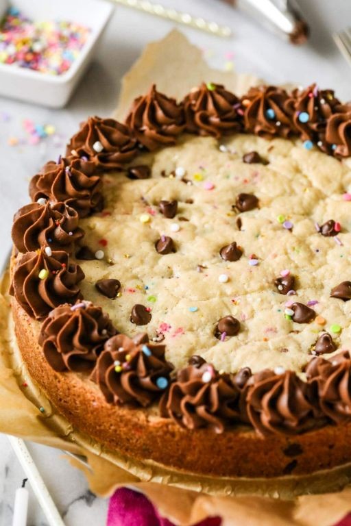 Skittle Cookie Cake with Brown Sugar Frosting