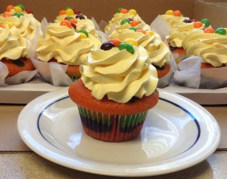 Skittle Mini Cupcakes with Whipped Topping