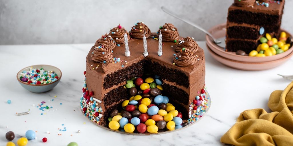 Skittle Pinata Cake with Hidden Candy Surprise