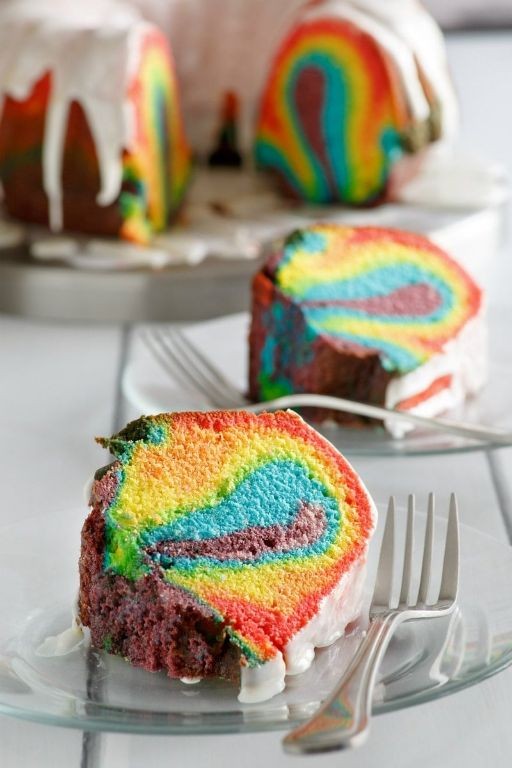 Skittle Rainbow Bundt Cake with Lemon Drizzle