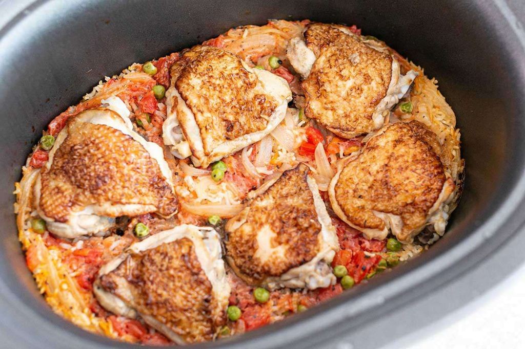 Slow Cooker Bone-In Chicken and Rice Casserole