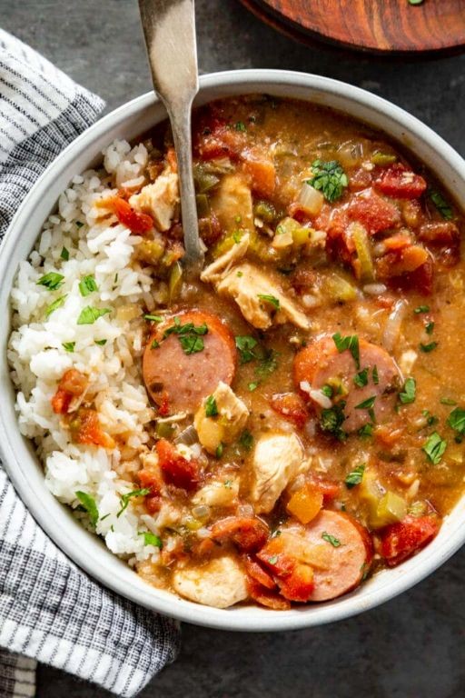Slow Cooker Bone-In Chicken and Sausage Gumbo