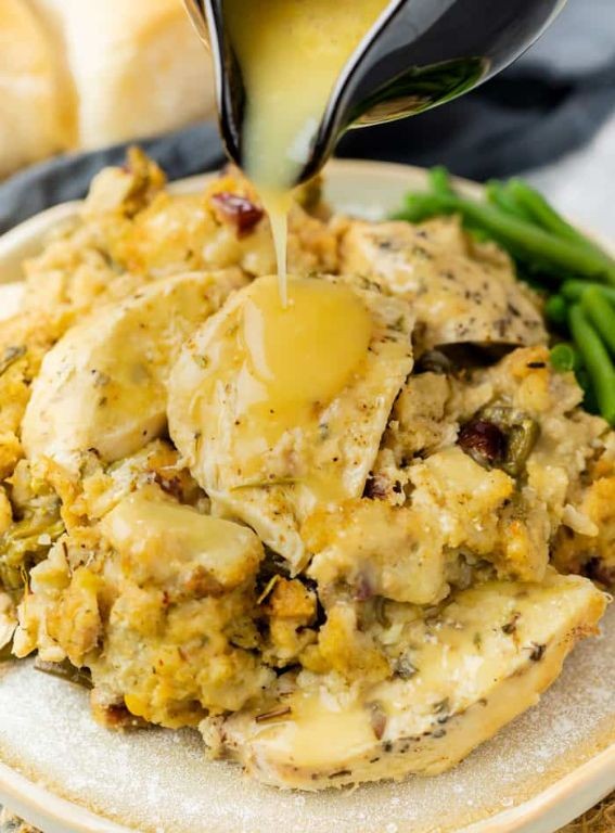 Slow Cooker Chicken Casserole with Savory Stuffing