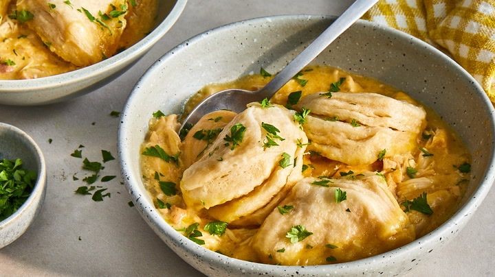 Slow Cooker Chicken Stew with Drop Biscuits