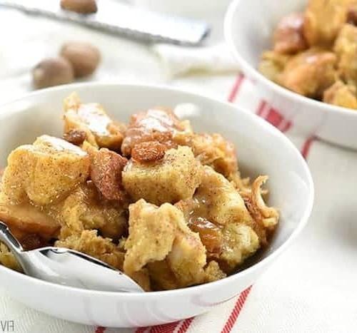 Slow Cooker Eggnog Bread Pudding
