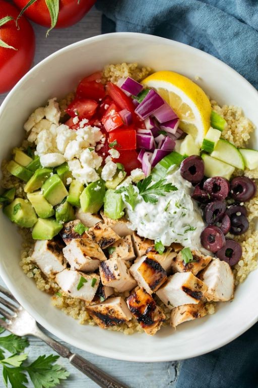 Slow Cooker Greek Chicken and Quinoa Bowl