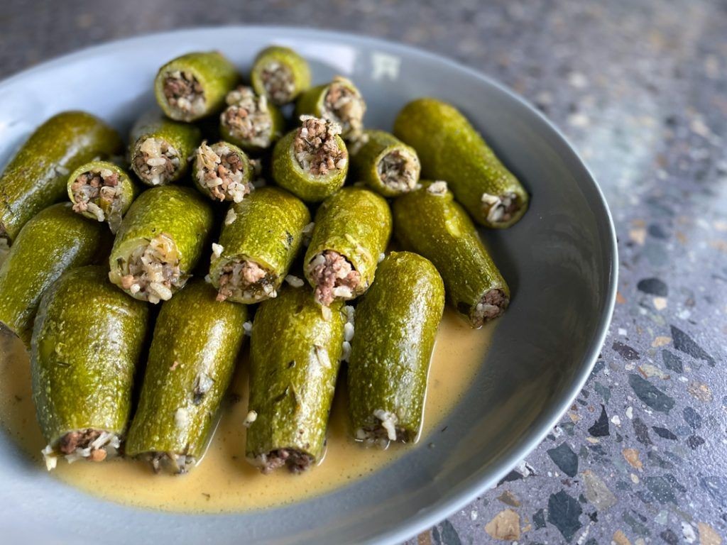 Slow Cooker Greek-Style Beef Stuffed Zucchini