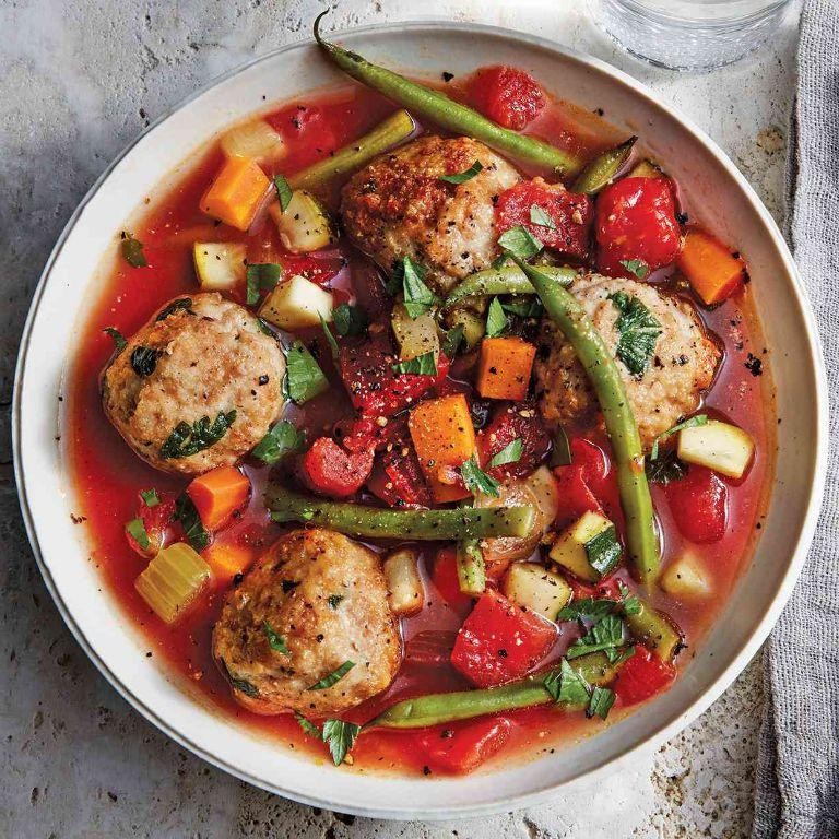 Slow Cooker Meatball Soup with Root Vegetables