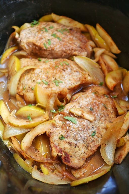 Slow Cooker Pork Steak with Apples and Onions